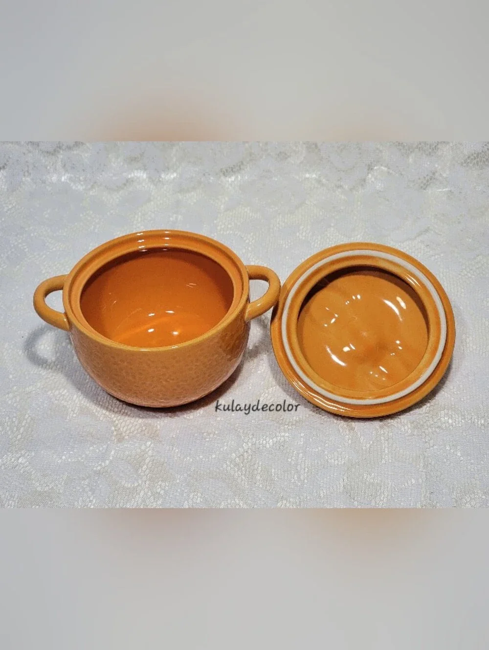 Crofton Orange Fruit Ceramic Baker Canister Jar with Lid Kitchen Decor Soup Bowl